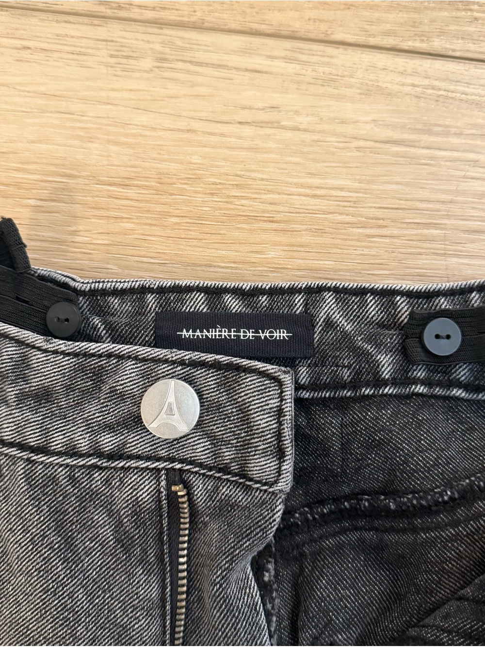 Maniere De Voir Washed Black Wide Leg Jeans - Picture 7 of 8